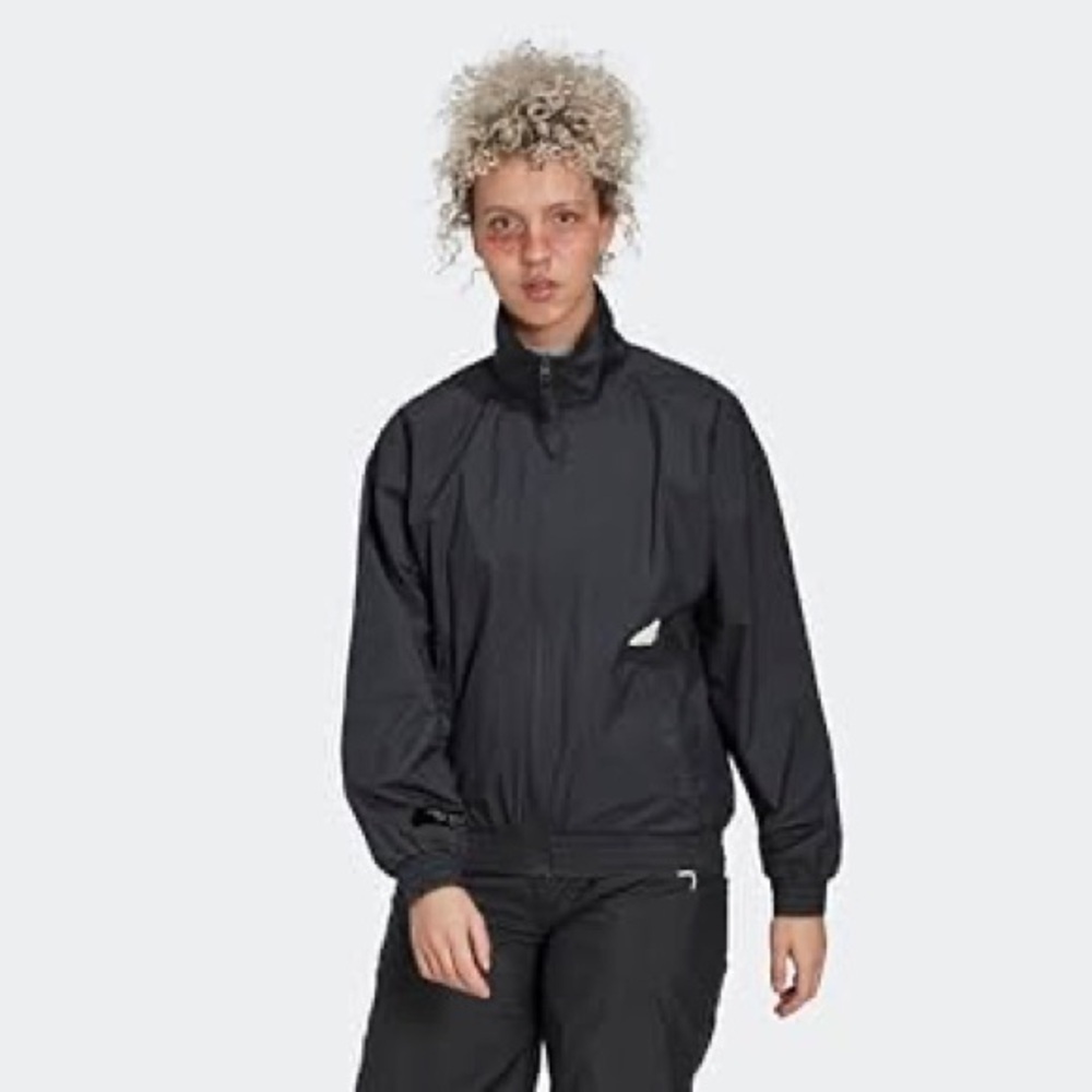 NWT adidas Black Bomber Jacket Lightweight Water-Resistant Sz XL